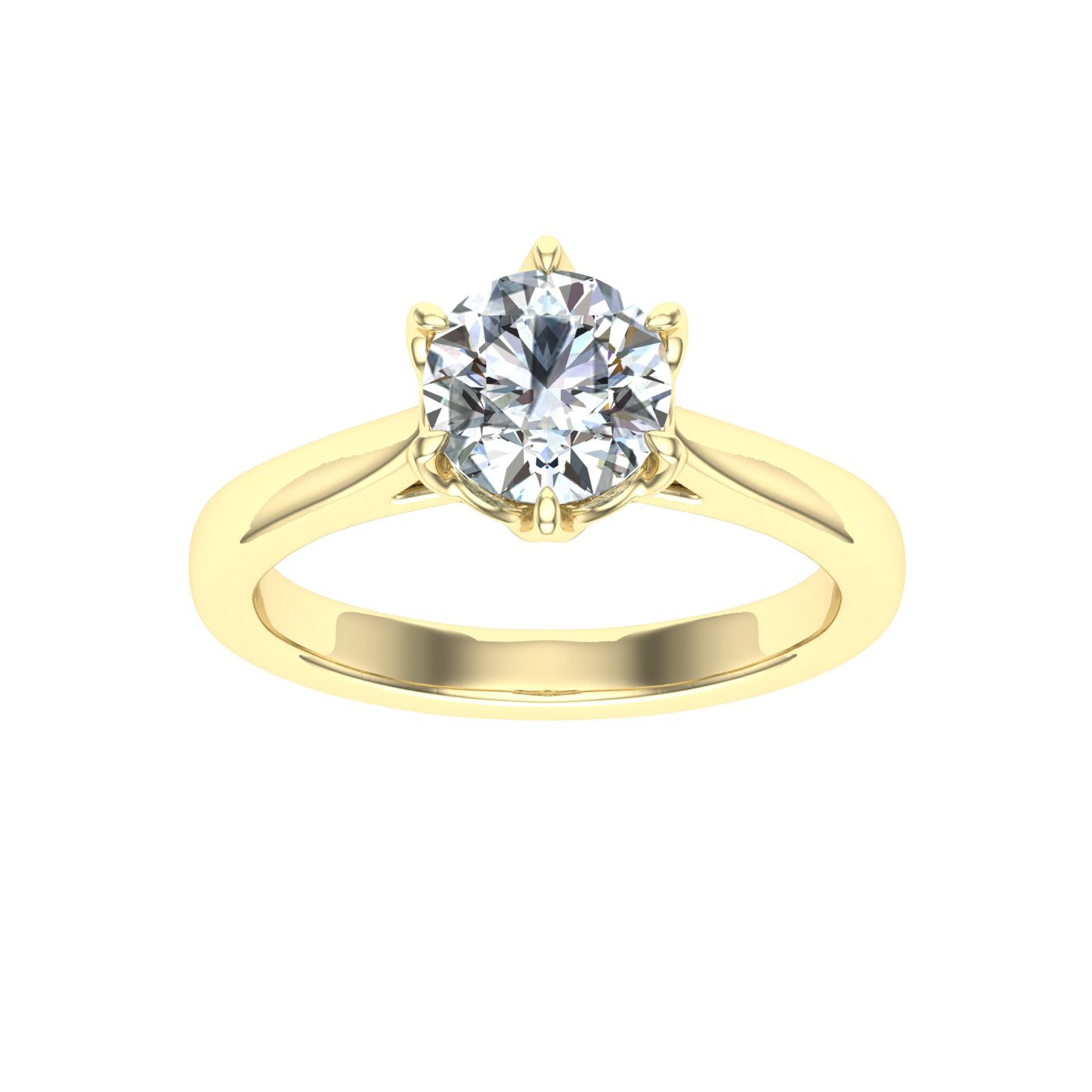 Adaya Round Cut Solitaire Moissanite Solitaire Engagement Ring Yellow Gold